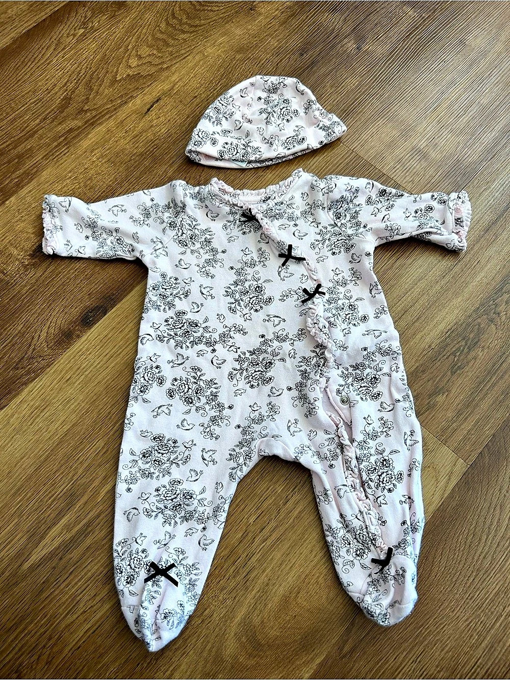little me Floral Spray Footed One-Piece And Hat Floral Baby 3M